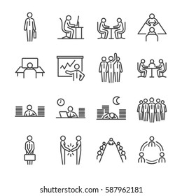 Businessman line icon set. Included the icons as office, officer, businessman, ot, work, office and more.