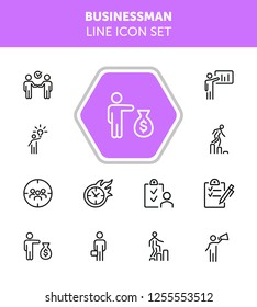 Businessman line icon set. Manager, investor, leader. Business concept. Can be used for topics like startup, management, leadership, project