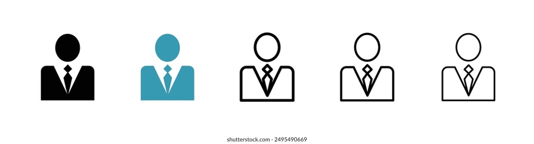 Conjunto de Vectores de iconos de línea de hombre de negocios.