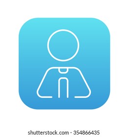 Icono de línea de hombre de negocios para web, móviles e infografías. Icono de blanco vector en el cuadrado de gradiente azul con esquinas redondeadas aisladas en fondo blanco.