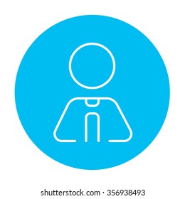 Businessman line icon for web, mobile and infographics. Vector white icon on the light blue circle isolated on white background.