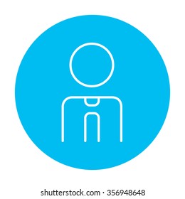 Businessman line icon for web, mobile and infographics. Vector white icon on the light blue circle isolated on white background.