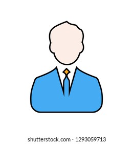 Businessman linear fill icon - Vector. Businessman avatar profile picture line art colorful icon