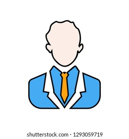 Businessman linear fill icon - Vector. Businessman avatar profile picture line art colorful icon