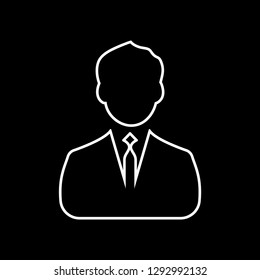 Businessman linear icon white - Vector. Businessman avatar profile picture line art icon