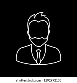 Businessman linear icon white - Vector. Businessman avatar profile picture line art icon