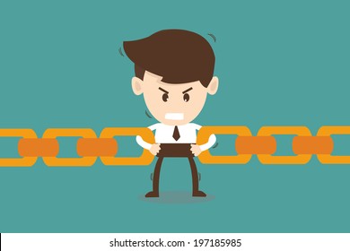 Businessman link chain together - Business concept 