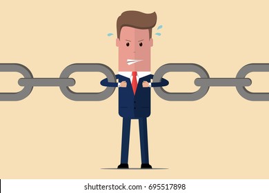 Businessman link chain together. Business concept. Vector illustration