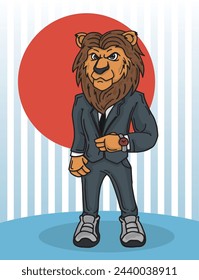 businessman lion mascot vector illustration
