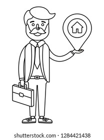 businessman with location point