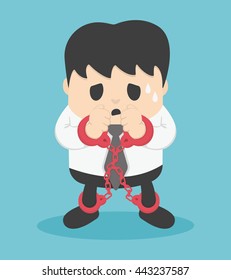businessman locked with chains