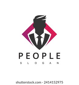 Businessman logo. business man in suit. Leadership vector logo for agency. 