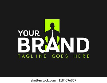 businessman logo career success in business. Creative logo for agency. icon of man with tie