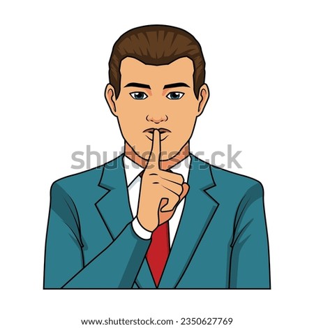 businessman logo design asks for silence