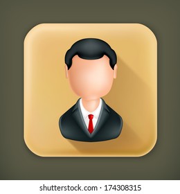 Businessman, long shadow vector icon