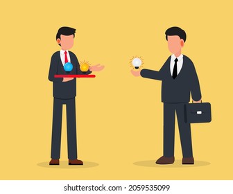 Businessman look for and exchange new ideas, Creative, Giving, Share.