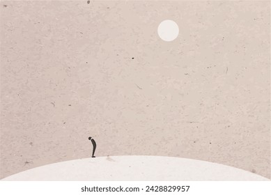 Businessman look up the moon. concept of success, journey, opportunity, and achieve goal