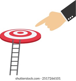 Businessman look at the target. Career growing progress business manager, successful target. Flat vector illustration

