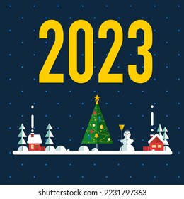 Businessman look through binoculars on year 2023. Year 2023 outlook, new challenge ahead, vision to make decision, plan and perspective. Flat modern vector illustration.