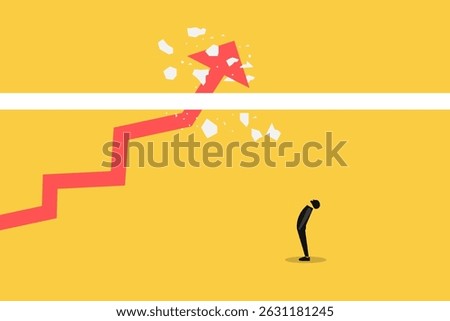 Businessman looking arrow breaking through a wall. concept of financial market growth, success, financial growth, and profit