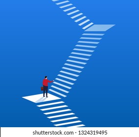 Businessman looking at endless stairs