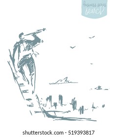 Businessman looking to the future. Concept vector illustration, sketch