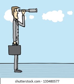 Businessman looking at future / Foreseeing / Trends