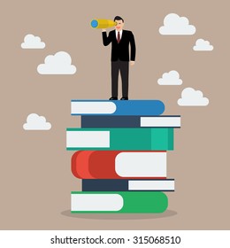 Businessman looking for future trends concept. Vector Illustration