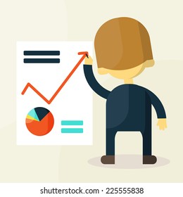 Businessman looking at the graph vector illustration