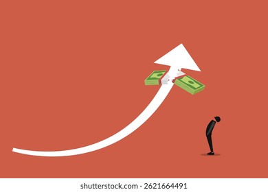 Businessman looking up High arrow for more capital of company. Investment in business for multiply profit
