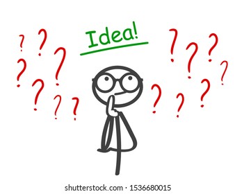 Businessman is looking for an idea. Decision making process, meditation - stock vector