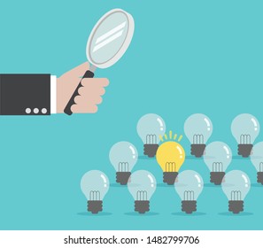 Businessman looking for ideas, inspiration. Business concept cartoon vector illustration.