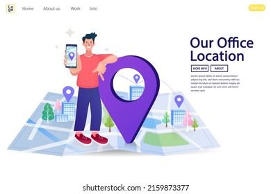 Businessman looking for investment opportunity on the map. Real estate searching. Search for home. Purchase, sale apartments or houses. Concept business vector illustration.
