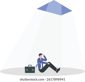 empresário olhando para uma solução de escada, desafio, ilustrador de vetor conceito

