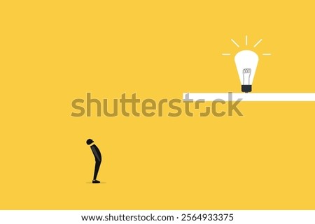 Businessman looking up lightbulb. concept of creativity, Creative inspiration business, innovation and new ideas