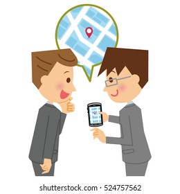 Businessman looking at a map on mobile.
