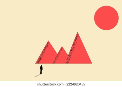 Businessman looking the mountain. concept of goal, career achievement, target and opportunity.