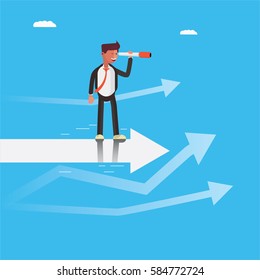 Businessman Looking and Moving Forward Towards Success