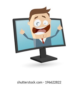 businessman is looking out of the screen