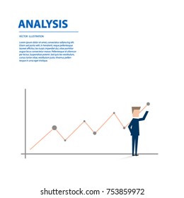Businessman looking at a profit trend going up, incredible sale result. Business concept of success and positive trend. Vector illustration.