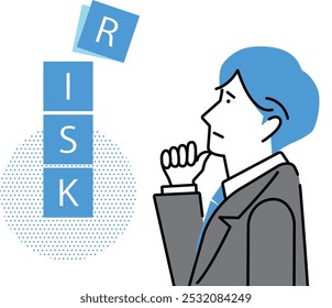 Businessman looking sideways thinking about risk