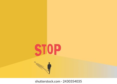 Businessman looking stop, business concept in saying no, stop, or disagreement