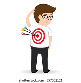 Businessman looking target on back, business concept, vector