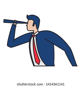 businessman looking telescope business success vector illustration
