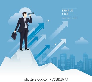 Businessman looking through binoculars, Vector illustration, Business vision concepts