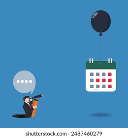 Businessman looking through a telescope looking for holidays vector illustration  