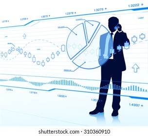 Businessman looking at touch screen