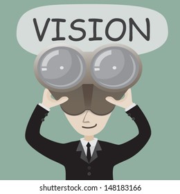 Businessman looking vision through binoculars.