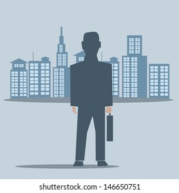 Businessman looks to the future