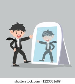 businessman looks at mirror vector